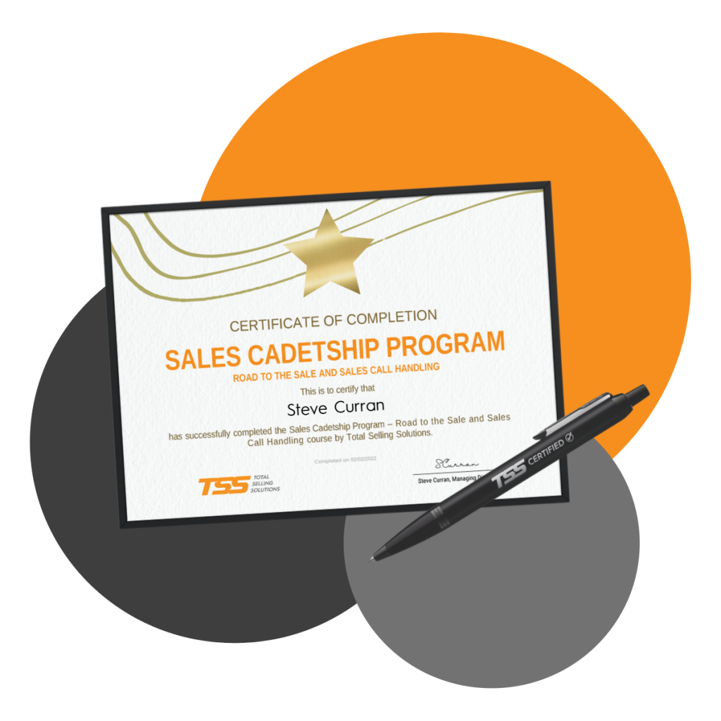 Sales Cadetship Program Graduate Certificate and Certified Deal Pen